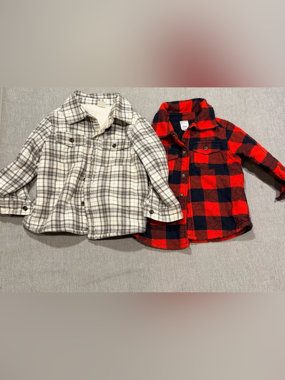 Carter's Unisex Baby Toddler 18-24M Plaid Flannel Button-Up Shirts Lot 2